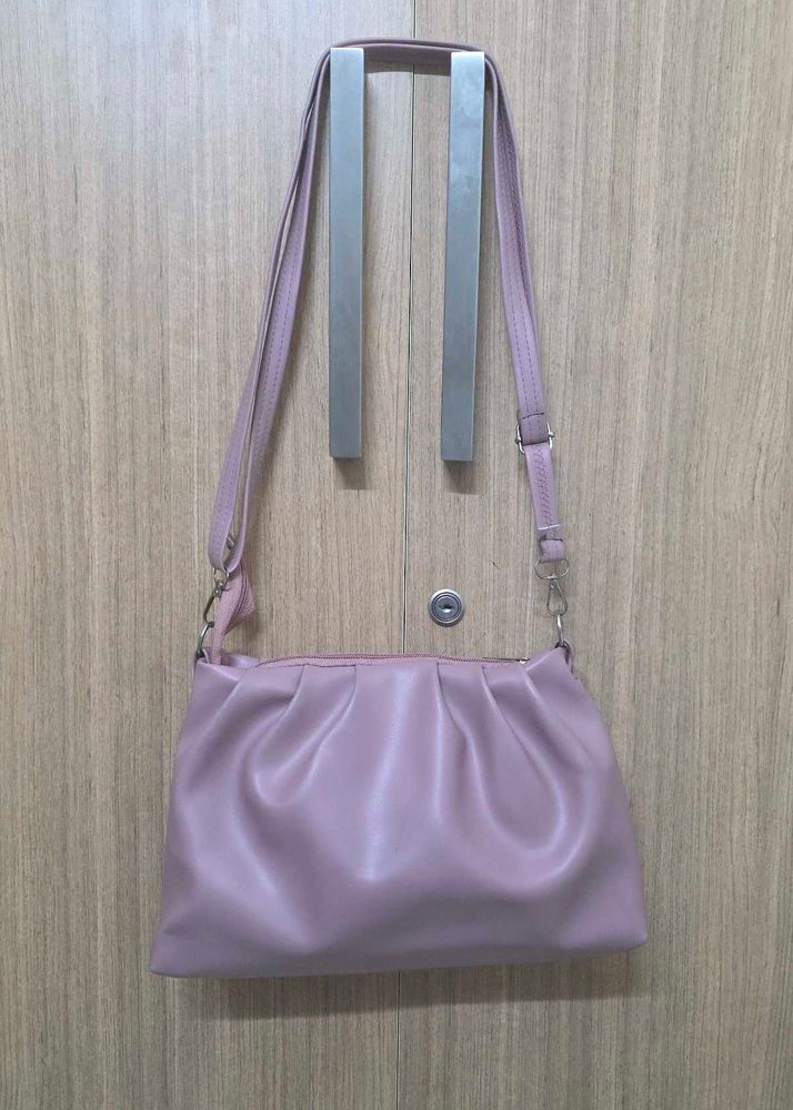 Soft Pink Shoulder Bag with Pleated Detailing