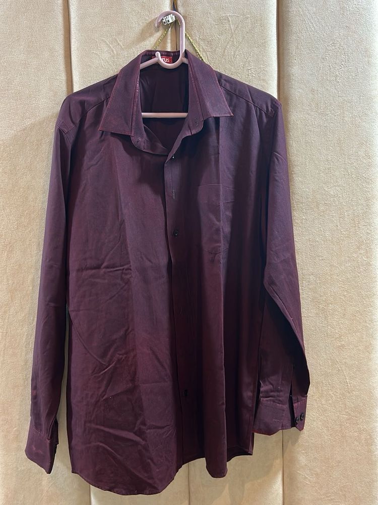 Mens Maroon Plain Shirt