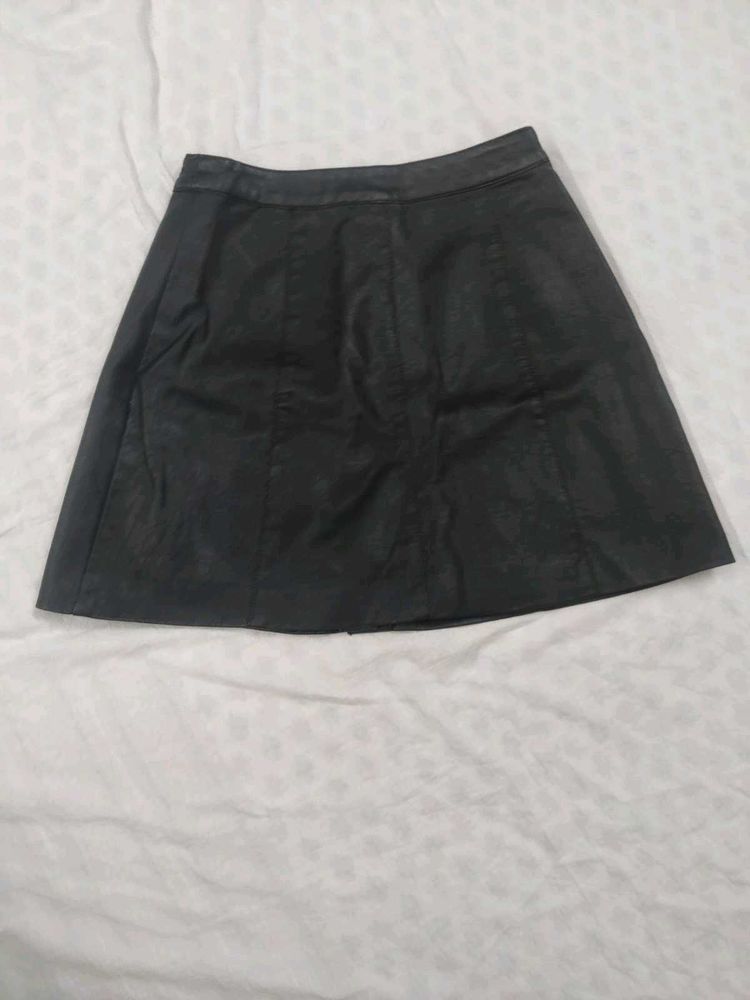 Black Faux Leather Mini Skirt