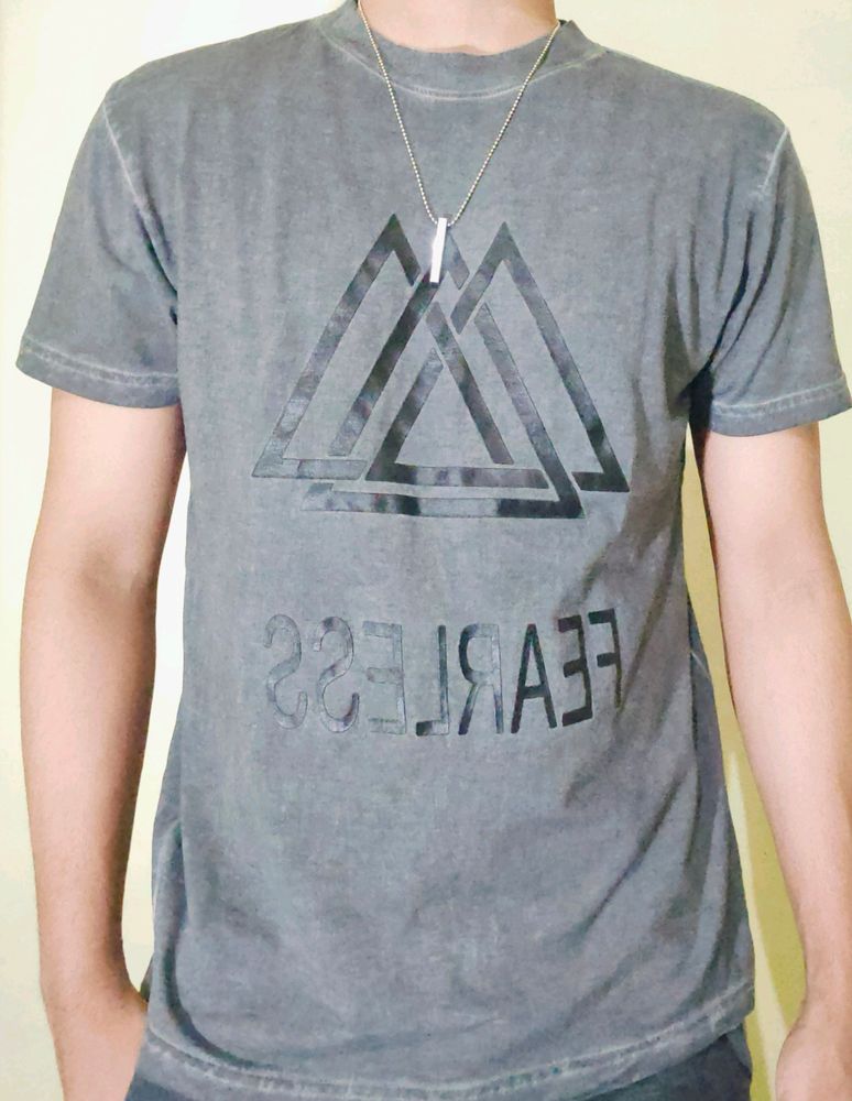 Flick Grey Printed Casual T-Shirt (Men)