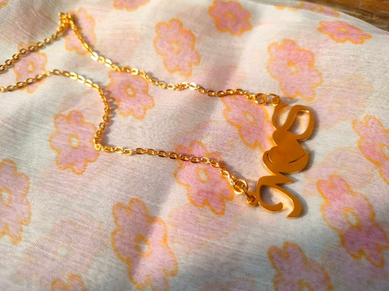 Golden plated anti tarnish Ms Initial Necklace
