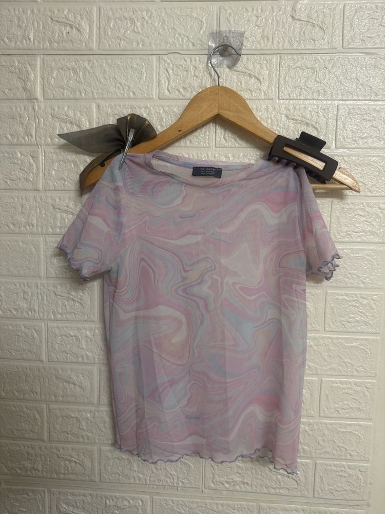 Trendy Marble Mesh Top