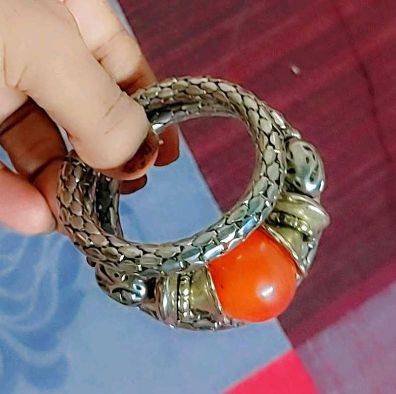 Silver and Red Bracelet