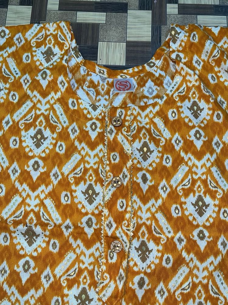 Long Kurti Orange Patterned Kurt