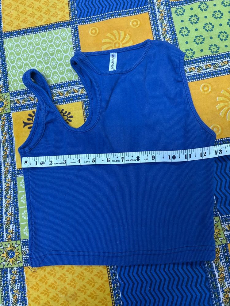 Blue Crop Tank Top