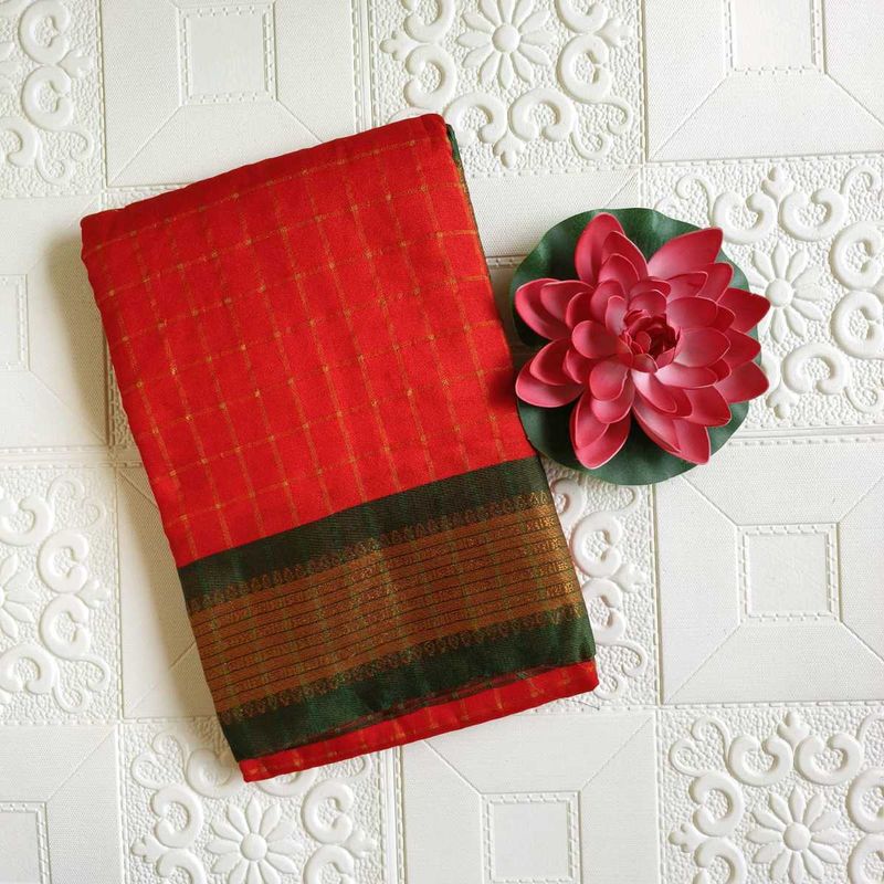 Elegant Red Cotton Saree