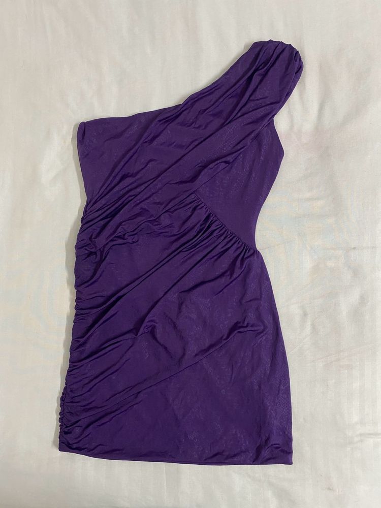 Purple One-Shoulder Dress bust 34