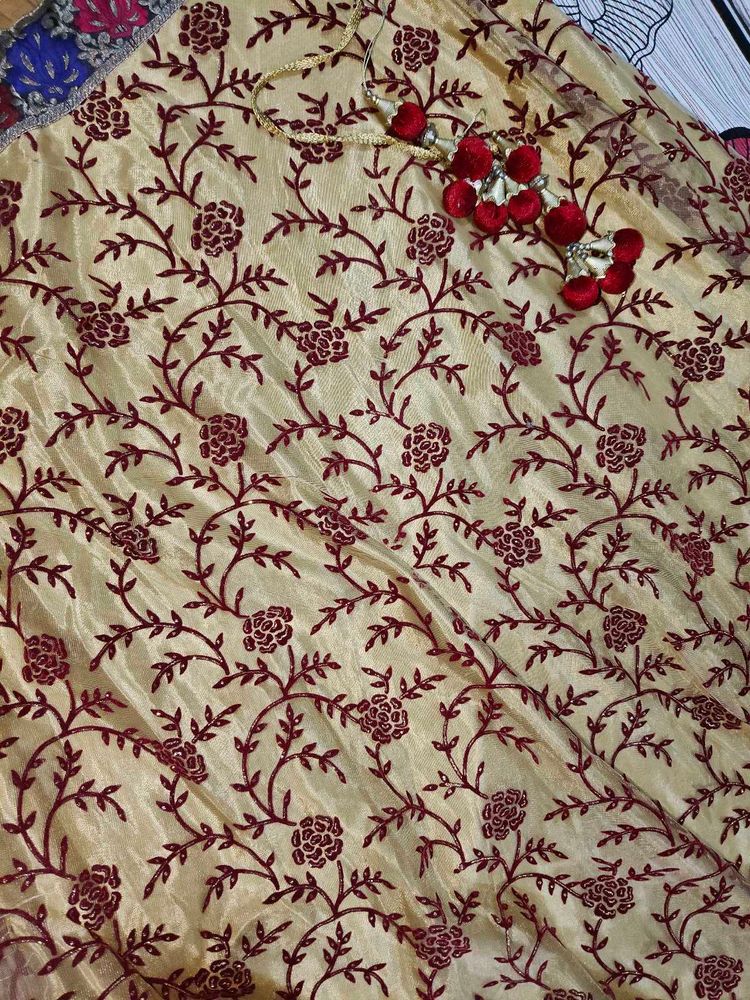 Mahroon Golden Lehenga