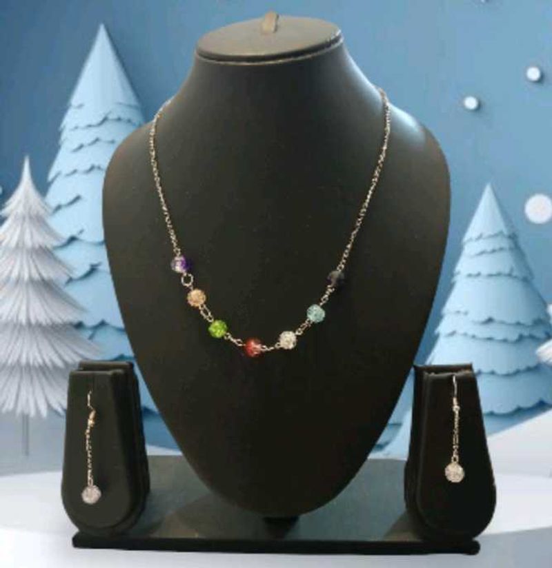 Colorful Crystal Necklace &amp; Earring Set