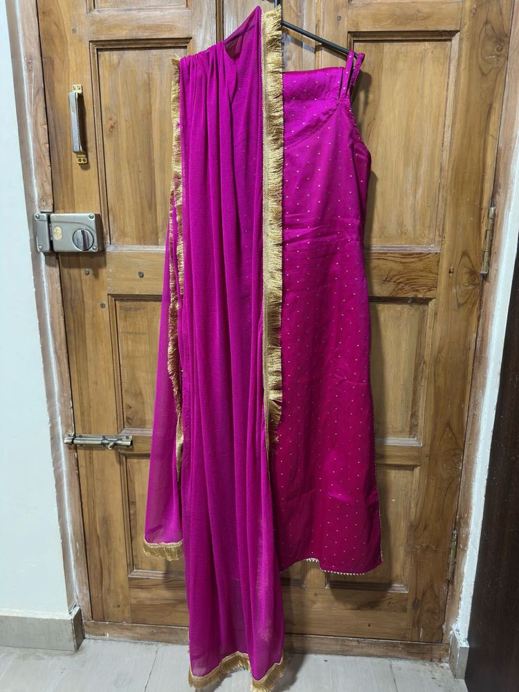 Rani pink Salwar Kameez Suit With Dupatta