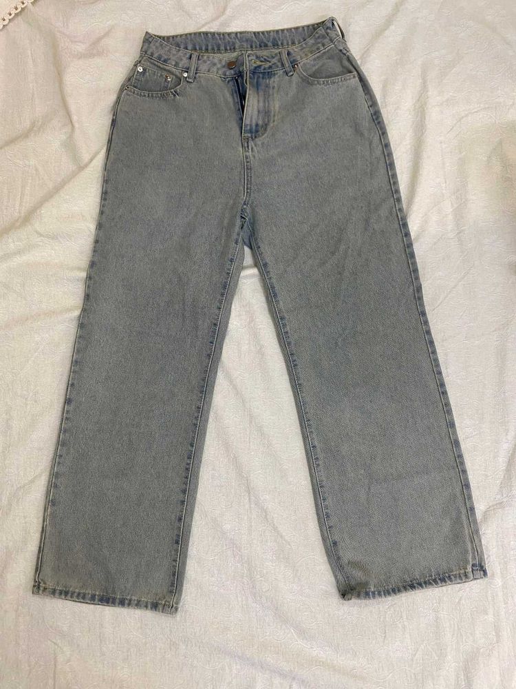 Gray Wide Leg Jeans