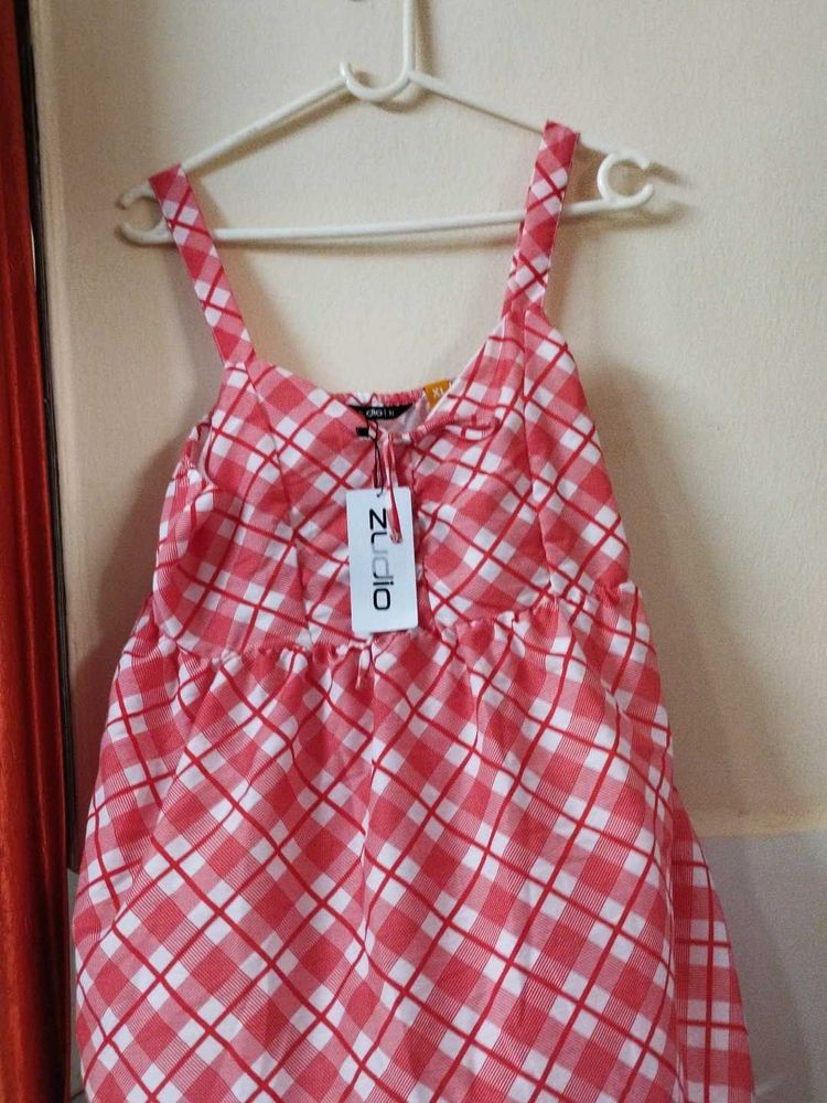 ZudioCute Pink Checkered Dress