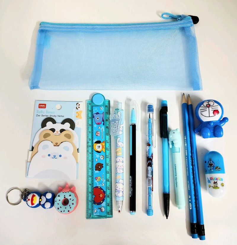 Blue Colour Mix Stationery Items
