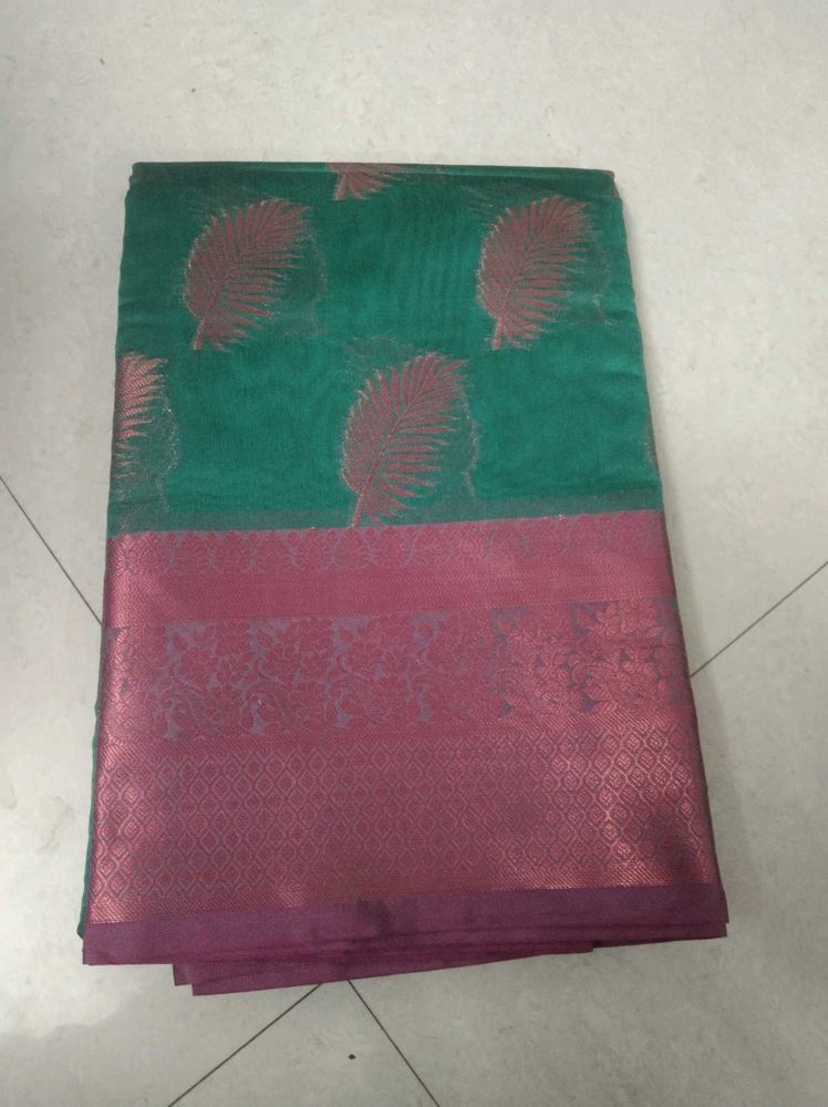 Green &amp; Pink Silk Saree