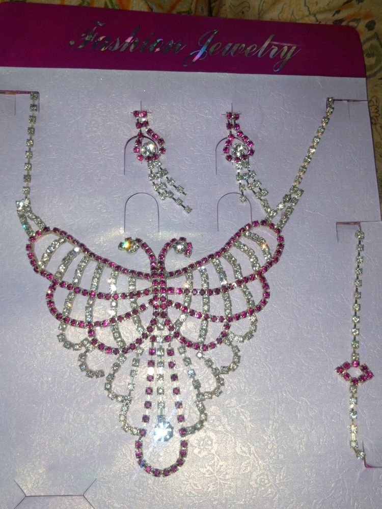 Necklace With Earrings And Bracelet