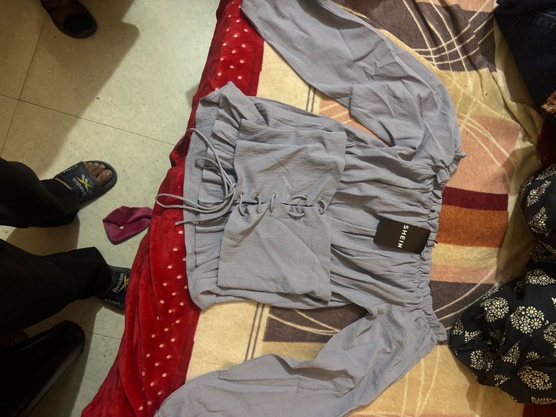 Shein Blue Long Sleeve Top