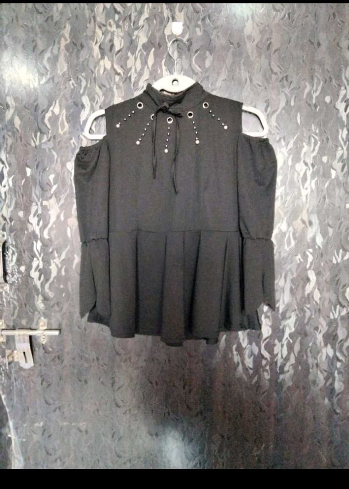 3 Black Cold Shoulder Top