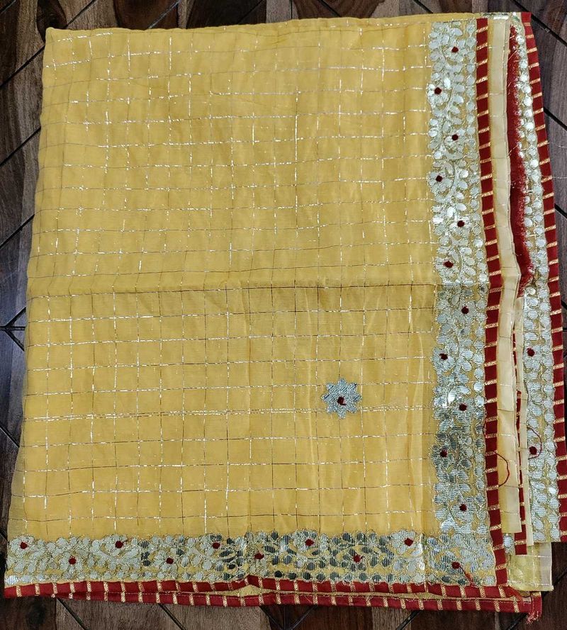 Yellow Saree With Gotta Patti Work