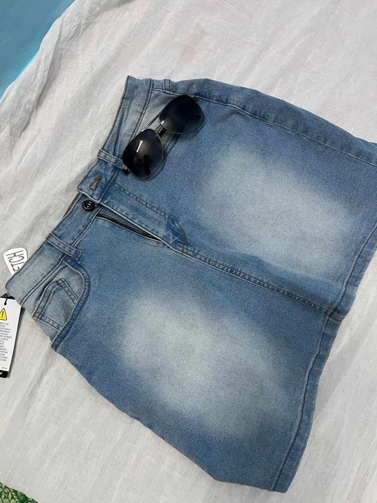 Patchy Blue jeans Skirt