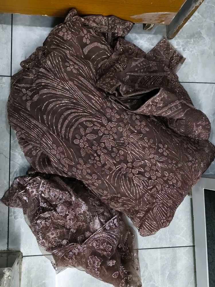 Brown Floral Lehenga