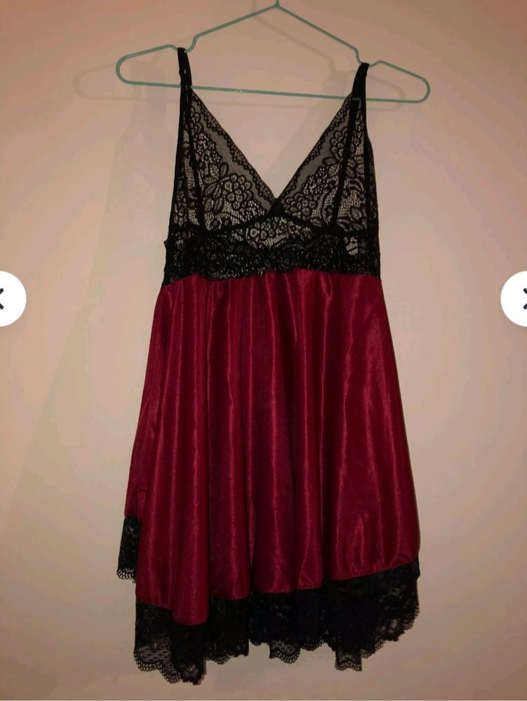 Red &amp; Black Lace Babydoll Lingerie