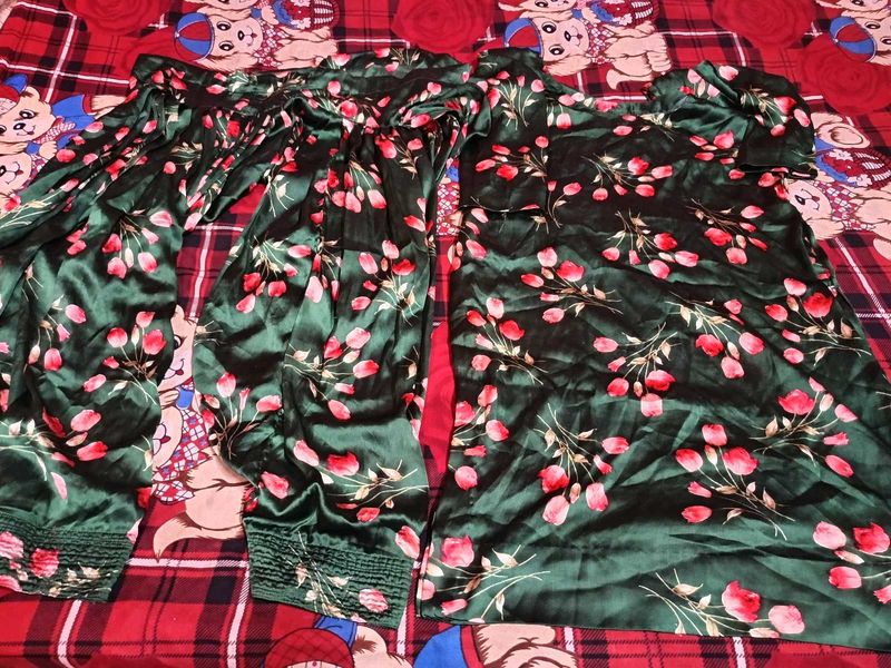 Green Soft Silk Printed Suit Salwar Set