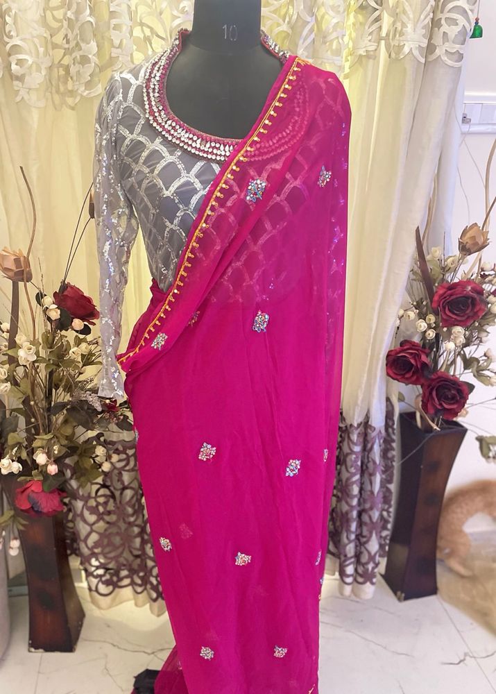 Elegant Pink ready to wear Saree