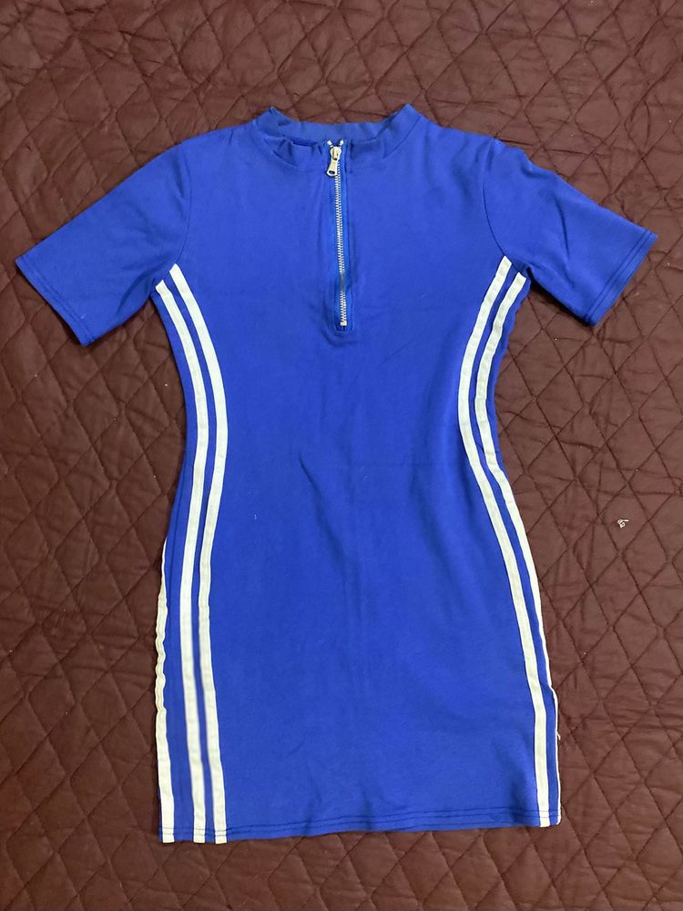 Blue Striped Bodycon Dress