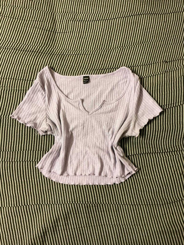 Shein Lavender Ribbed Crop Top