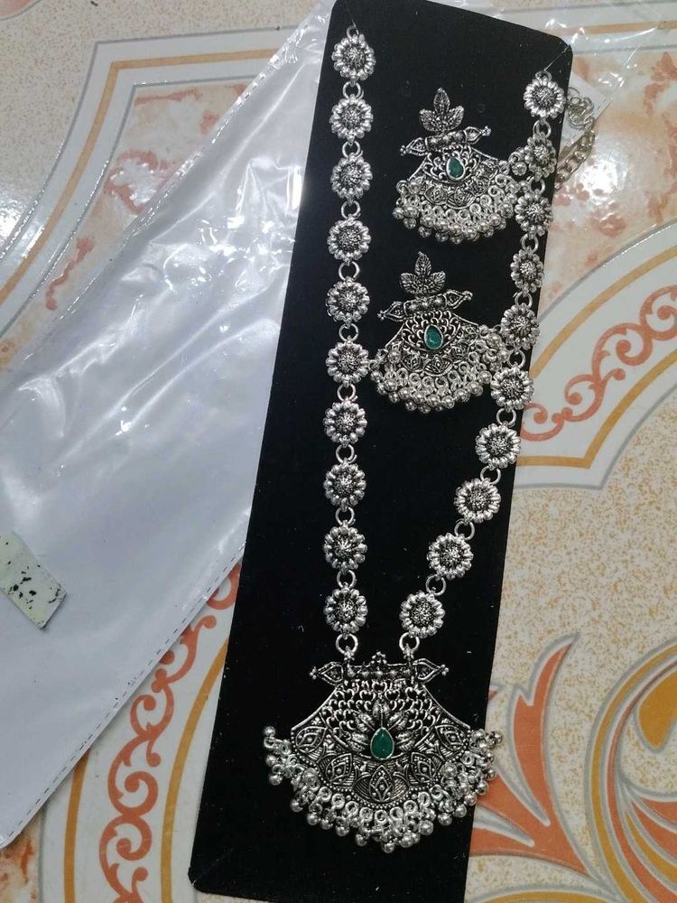 Oxidized Silver Necklace &amp; Earring Set