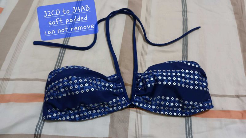 Blue Padded Bikini Top