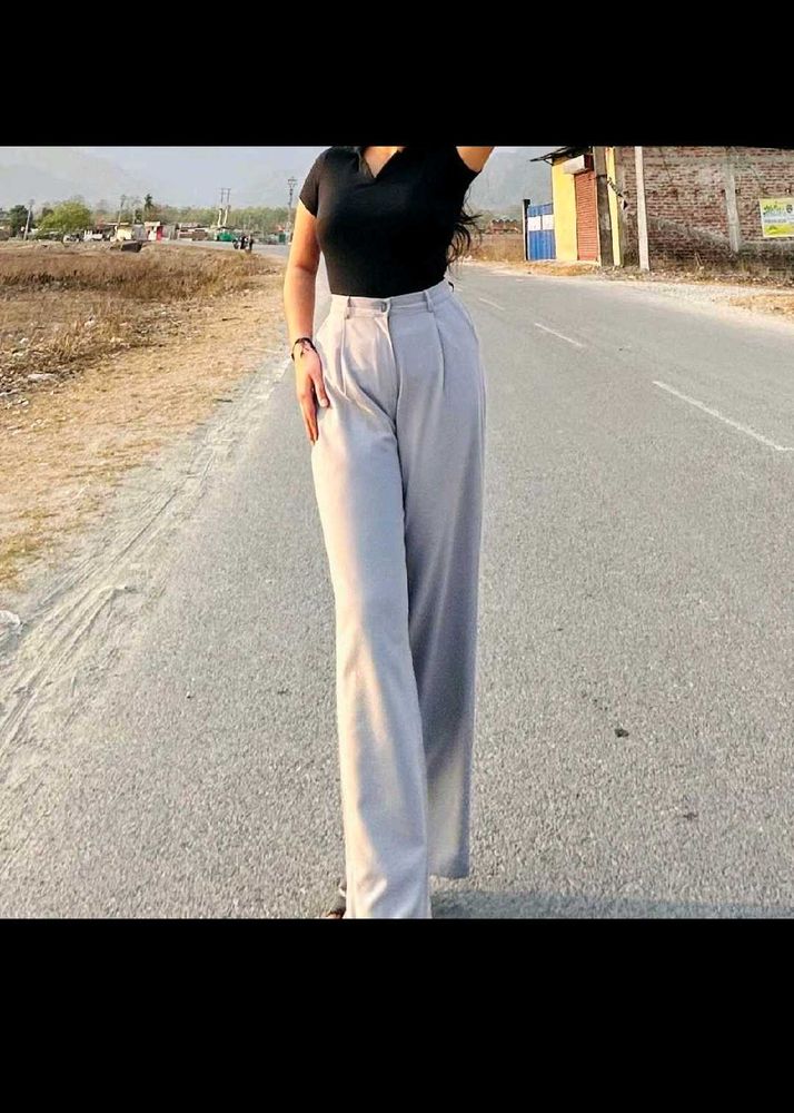Grey Wide Leg Trousers