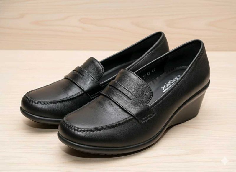 Xoleflex Black Leather Loafers
