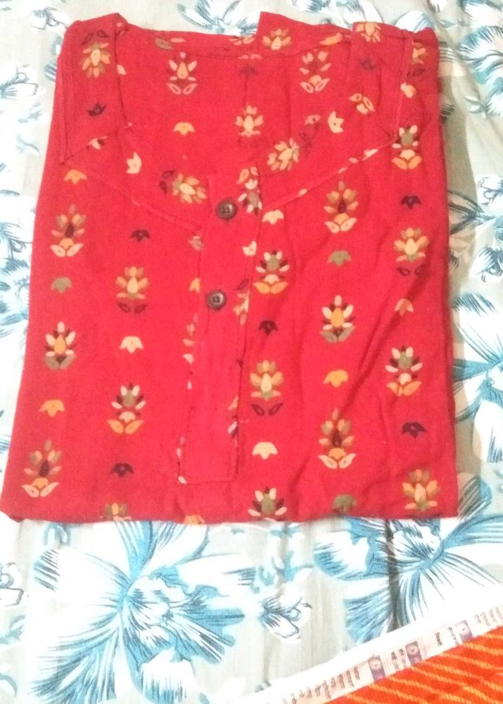 New Red Floral Print Cotton Nighty