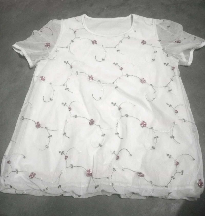 Floral Sheer Top white