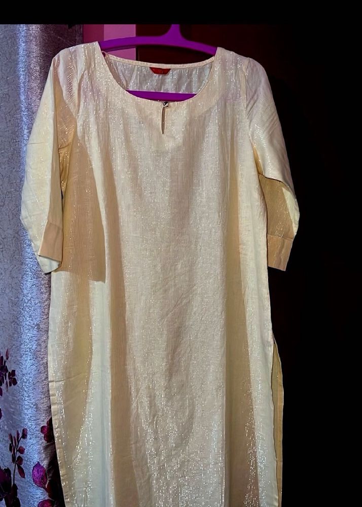 W Yellow Shimmer Kurta