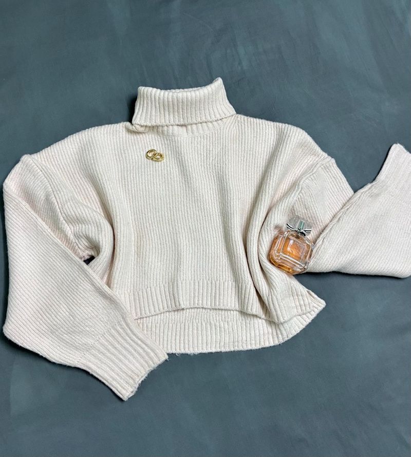Cream Turtleneck Sweater