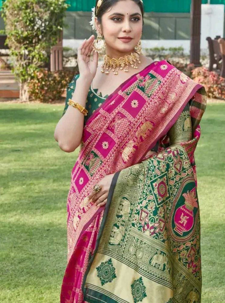 Elegant Pink Banarasi Saree