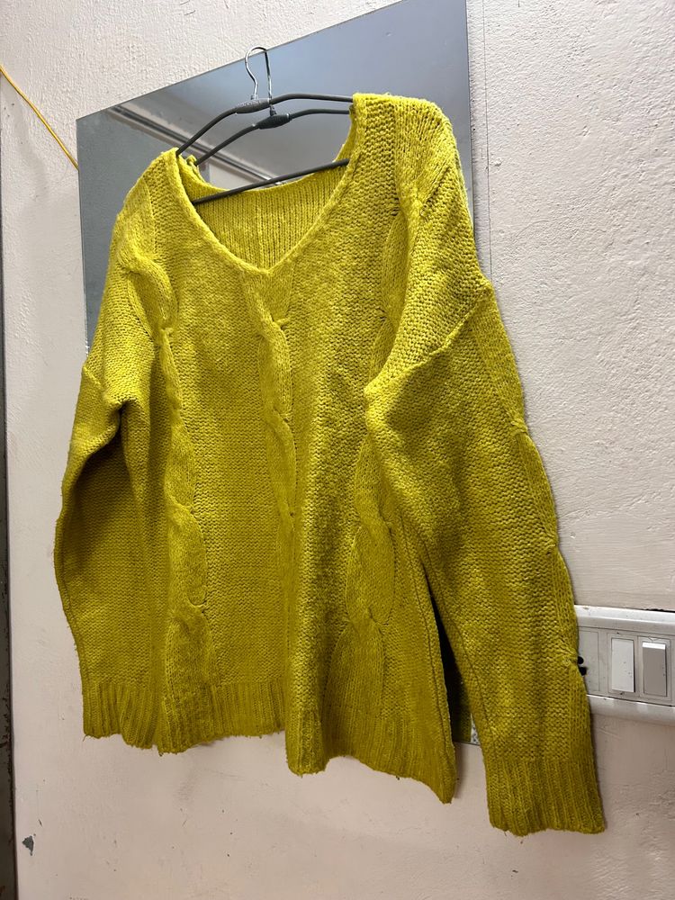 Final Offer✨🔥Neon Yellow Loose Fit Sweater