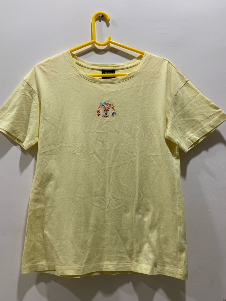 Cute Yellow Graphic Tee Pure Cotton