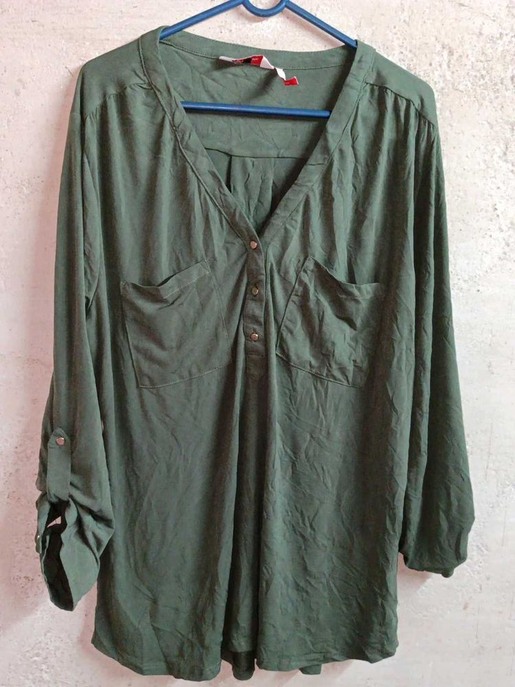 Olive Green Long Sleeve Blouse