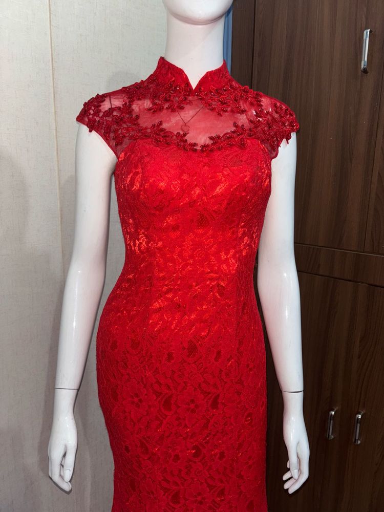 Red Lace Ethnic Gown