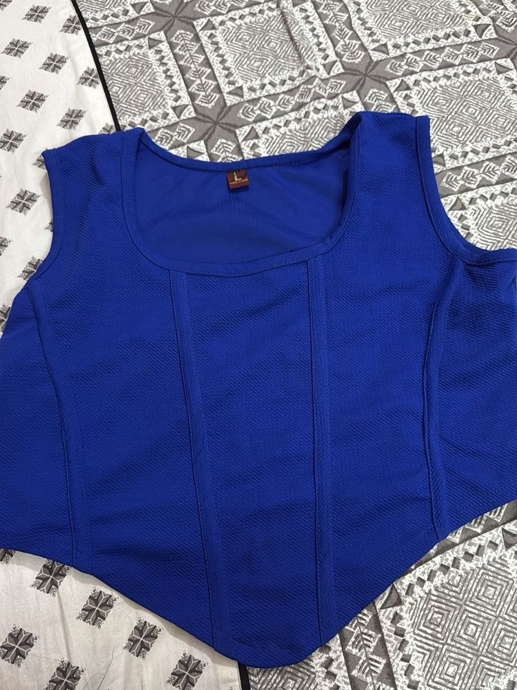 Blue Corset Tank Top