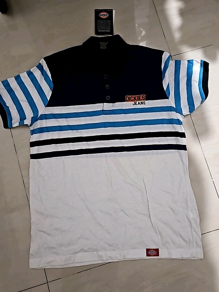 New Collar Stripe Cotton Tee