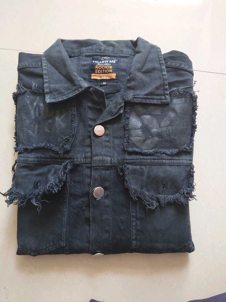 Distressed Denim Jacket (Size-M)