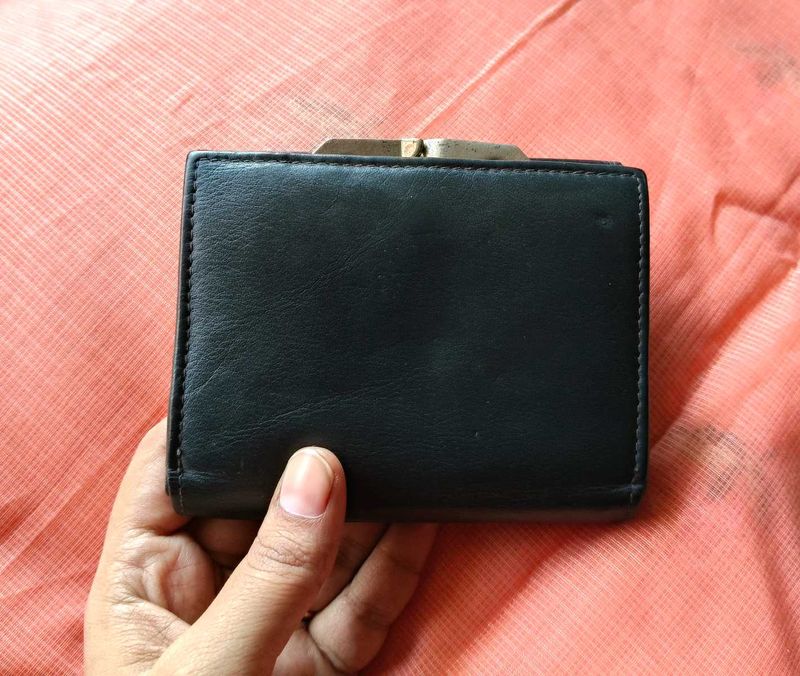 Navy Blue Pure Leather Wallet/Clutch For Females