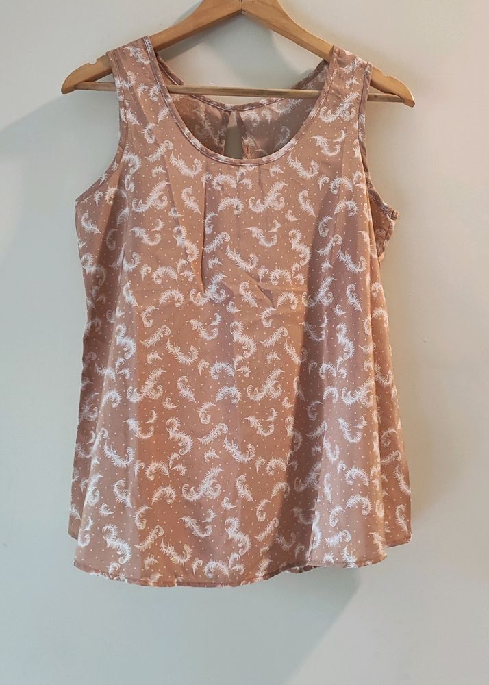 Price Dropped!! Beige Polyester Sleeveless Top.
