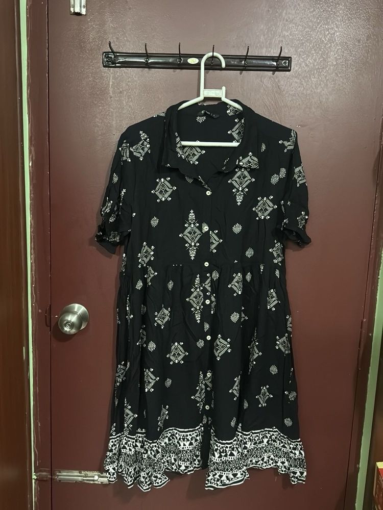 Patterned Black Dress
