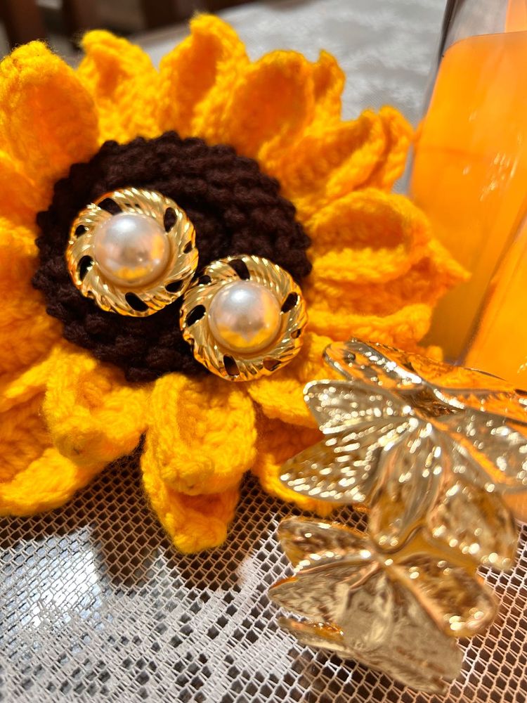 Trendy Pearl Gold Earrings and bangle combo