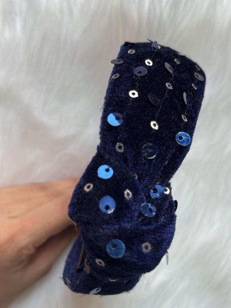 Navy Blue Sequins Headband